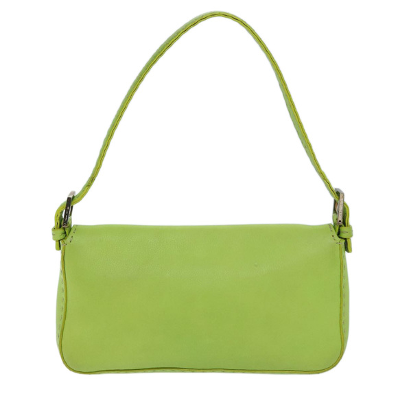 FENDI Celeria Mamma Baguette Shoulder Bag Leather Green Auth yk12521 - Picture 2 of 16
